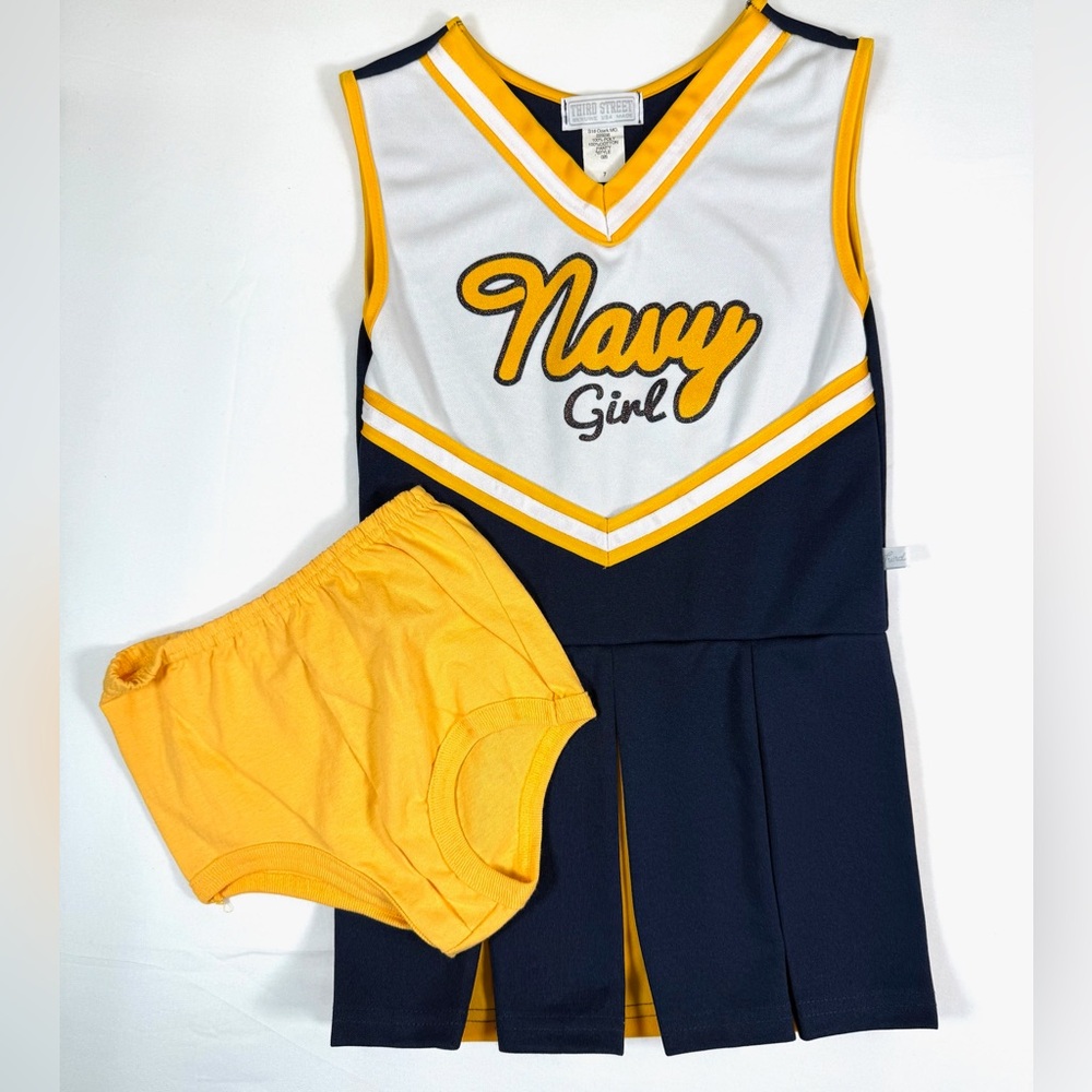 THIRD STREET Navy College Girls' Cheerleading Uniform & Matching Bloomers Size 7